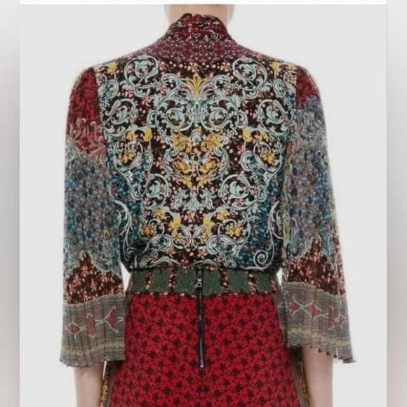 Alice + Olivia Elaina Tie Neck Paisley Blouse Size 6 - Picture 3 of 11